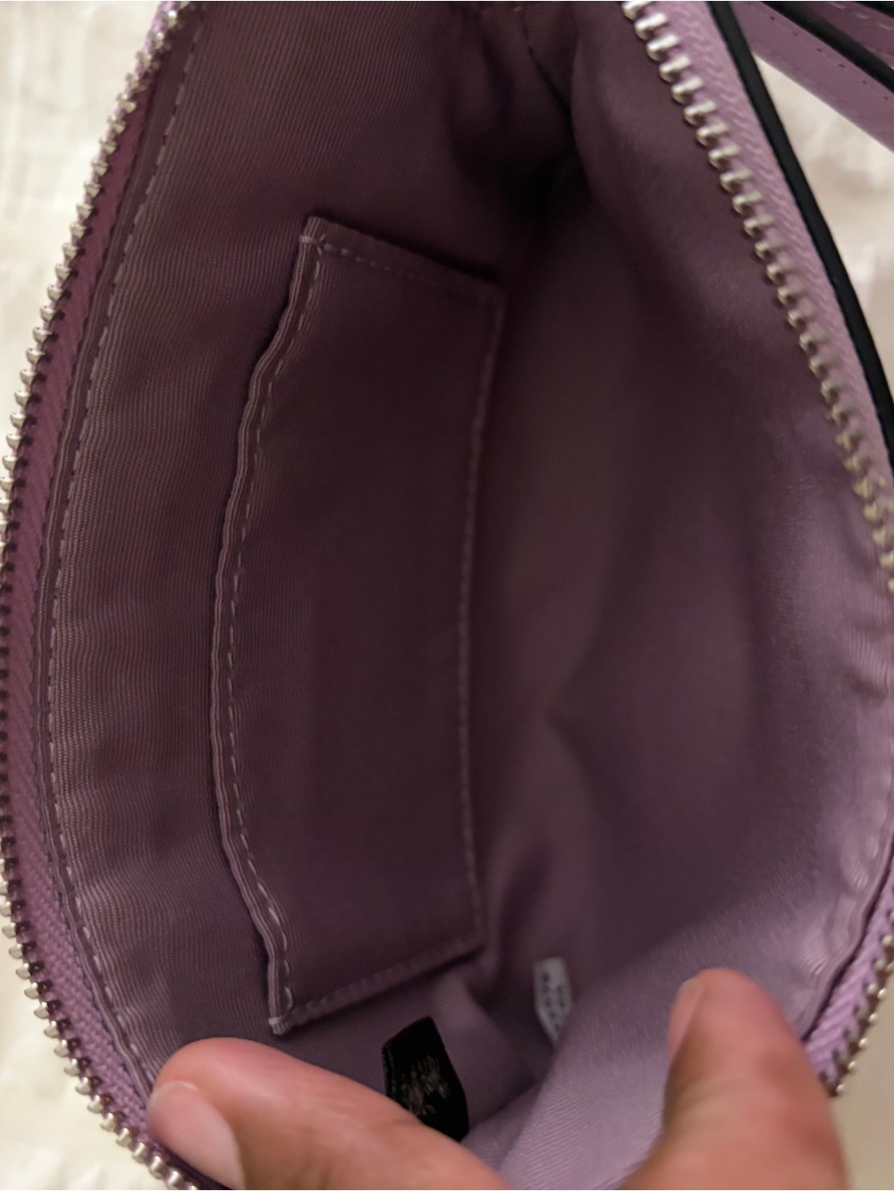 COACH Lavender Embossed Leather Wristlet with Heart Charm - Picture 4 of 6